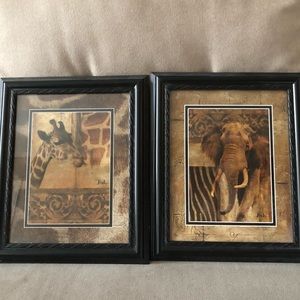 Giraffe & Elephant Wall Art